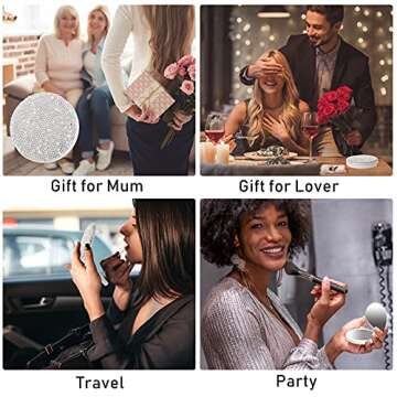 QearFun Rhinestone LED Lighted Compact Mirror for Women