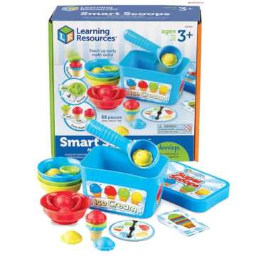 Learning Resources Smart Scoops Math Activity Set, Stacking and Sorting Toys, Develops Early Math Skills, 55 Pieces, Ages 3+