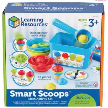 Learning Resources Smart Scoops Math Activity Set, Stacking and Sorting Toys, Develops Early Math Skills, 55 Pieces, Ages 3+