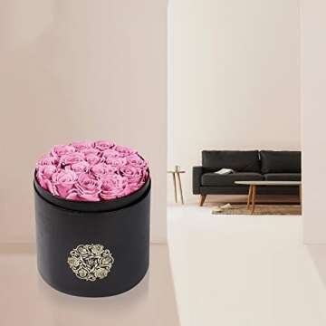 NATROSES Preserved Roses Pink Roses in a Box That Last Up to 3 Years, Long Lasting Roses for Her, Preserved Flower Gifts for Her Valentines Day Gifts, Mothers Day