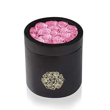 NATROSES Preserved Roses Pink Roses in a Box That Last Up to 3 Years, Long Lasting Roses for Her, Preserved Flower Gifts for Her Valentines Day Gifts, Mothers Day