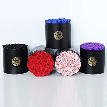 NATROSES Preserved Roses Pink Roses in a Box That Last Up to 3 Years, Long Lasting Roses for Her, Preserved Flower Gifts for Her Valentines Day Gifts, Mothers Day