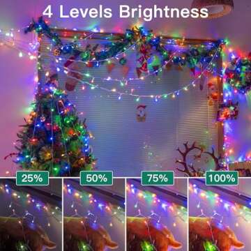 shineshine 197FT 600LED Christmas Lights Outdoor, Waterproof 8 Lighting Modes String Lights with Remote and Timer, Xmas Lights for Indoor Outside Bedroom House (Multicolor), HG-29V602C