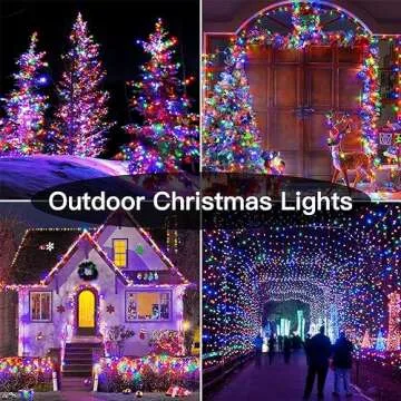 shineshine 197FT 600LED Christmas Lights Outdoor, Waterproof 8 Lighting Modes String Lights with Remote and Timer, Xmas Lights for Indoor Outside Bedroom House (Multicolor), HG-29V602C