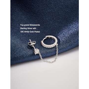 IMOLOVE Huggie earrings for women Ear Cuff Moissanite Stud Earrings Hypoallergenic Earrings for Wome...