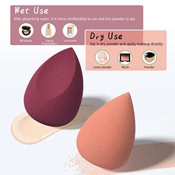 COSTICA Makeup Sponge, 4 Pcs Beauty Blender for Foundation Blending Sponge, Pink Makeup Blender with Storage Box, Flawless for Liquid Cream and Powder