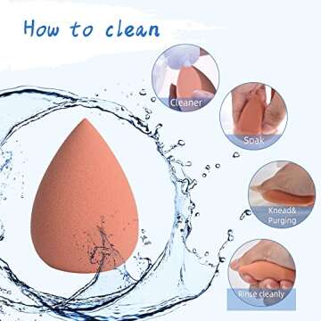 COSTICA Makeup Sponge, 4 Pcs Beauty Blender for Foundation Blending Sponge, Pink Makeup Blender with Storage Box, Flawless for Liquid Cream and Powder