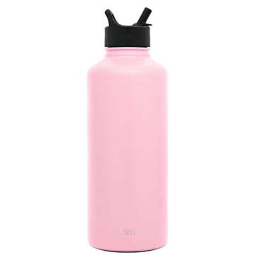Simple Modern Water Bottle with Straw Lid Vacuum Insulated Stainless Steel Metal Thermos | Big Reusable Leak Proof BPA-Free Flask for Gym, Travel, Sports | Summit Collection | 84oz, Blush Pink