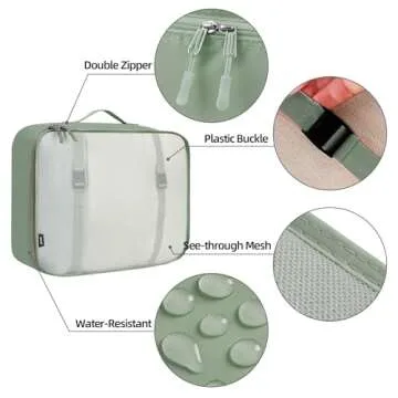 BAGAIL 10 Set Packing Cubes Various Sizes Packing Organizer for Travel Accessories Luggage Carry On Suitcase-Matcha Green