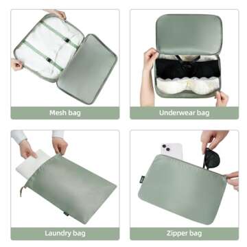 BAGAIL 10 Set Packing Cubes Various Sizes Packing Organizer for Travel Accessories Luggage Carry On Suitcase-Matcha Green