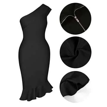 Maketina Sexy One Shoulder Bodycon Dress for Women