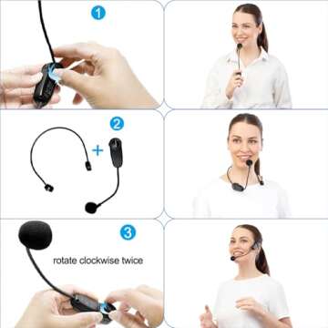 SANMIC Mini Wireless Voice Amplifier with Two Bluetooth Microphones,Portable Megaphone Speaker Rechargeable PA System for Teaching,15W 2600mAh Rechargeable Small Speaker with Headset Mic for Teachers