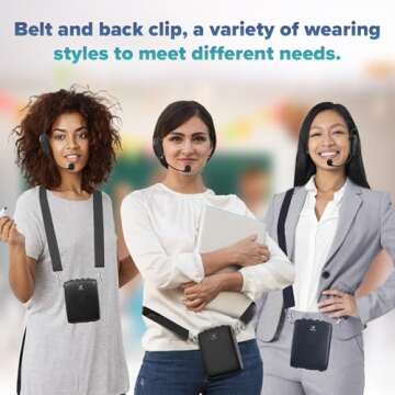 SANMIC Mini Wireless Voice Amplifier with Two Bluetooth Microphones,Portable Megaphone Speaker Rechargeable PA System for Teaching,15W 2600mAh Rechargeable Small Speaker with Headset Mic for Teachers