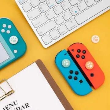 GeekShare 4PCS Silicone Cat Paw JoyCon Thumb Grip Set Joystick Caps Compatible with Switch / OLED / Switch Lite (Orange Green)