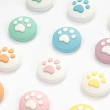 GeekShare 4PCS Silicone Cat Paw JoyCon Thumb Grip Set Joystick Caps Compatible with Switch / OLED / Switch Lite (Orange Green)