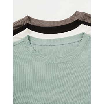 Verdusa Women's 4 Piece Basic T Shirt Round Neck Long Sleeve Tee Top