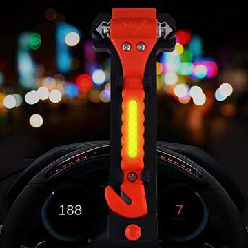 2 PCS GoDeCho Car Safety Hammer Emergency Escape Tool with Seat Belt Cutter and Vehicle Window Glass Breaker with Light Reflective Tape