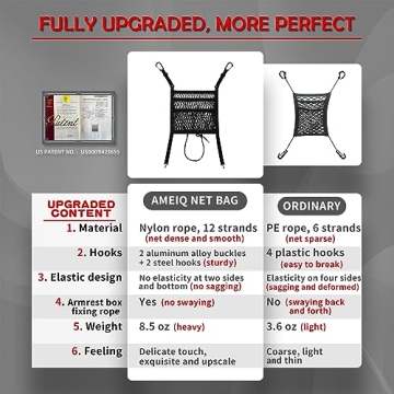 AMEIQ Car Organizer Storage Purse Holder Pet Barrier