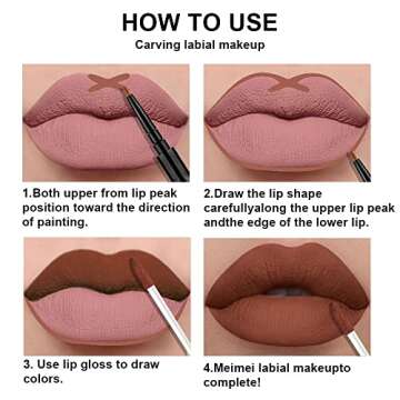 evpct 3Pcs Nude Brown Pink Dark Maroon Matte Lip Liner and Liquid Lipstick Sets for Dark Skin Black Women DNM Permanent Lipstick Lipliners Set 24 Hours Lip Stain Long Lasting Waterproof labiales mate