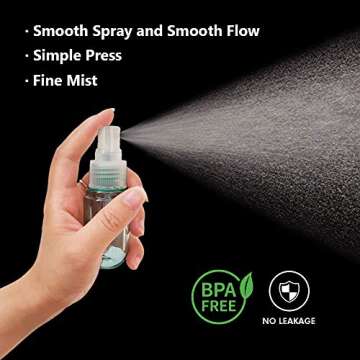 SMARTOWN 3 Pcs 1.5oz/40ml Fine Mist Spray Bottle for Travel and Home, Empty Mini Portable Cosmetic Atomizer, Small Refillable Liquid Containers for Travel/Daily Use (3 Colors Pack)