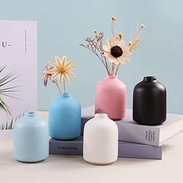 Ceramic Vase for Home Decor,Ceramic Vase, Dried Flower Vase, Living Room Decoration, Flower Arrangement Decoration Shooting Props (Black)