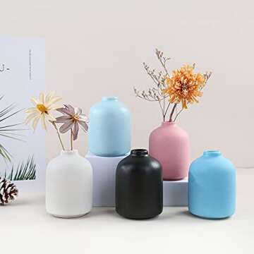 Ceramic Vase for Home Decor,Ceramic Vase, Dried Flower Vase, Living Room Decoration, Flower Arrangement Decoration Shooting Props (Black)