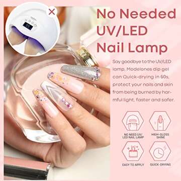 Modelones Dip Powder Liquid Set - Dipping Powder Base Top Coat 2 in 1 with Activator 0.5oz for Nail Art Manicure Contain Nail Accessories, Long-lasting and Shinning