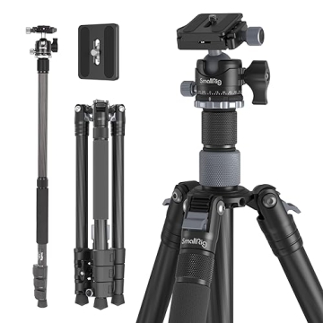 SmallRig AP-20 Carbon Fiber Tripod, 62.2" Camera Tripod Monopod with Center Column, Compact Lightwei...