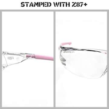 HTS HUNTERSKY S239 Protective Clear pink Small Safety Glasses women youth protecting eyes from wind dust proof night bike riding cycling running lab chemistry goggles
