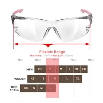 HTS HUNTERSKY S239 Protective Clear pink Small Safety Glasses women youth protecting eyes from wind dust proof night bike riding cycling running lab chemistry goggles