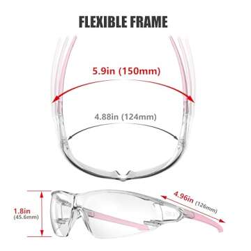 HTS HUNTERSKY S239 Protective Clear pink Small Safety Glasses women youth protecting eyes from wind dust proof night bike riding cycling running lab chemistry goggles