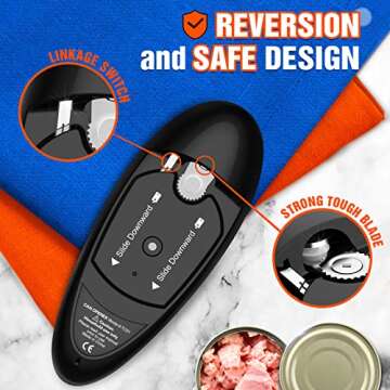Electric Can Opener, Safe Smooth No Sharp Edges Can Opener for Almost Size Can, Best Gift for Women, Senior with Arthritis, Fits Perfect in Drawer (Black)