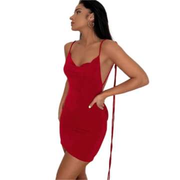 JUMISEE Women Sexy Backless Draped Mini Dress Elegant Sleeveless Spaghetti Strap Bodycon Evening Dress Club Party Dress
