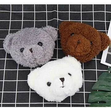 Cute Cartoon Bear Head Faux Fur Shoulder Bag