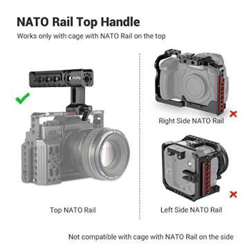 SmallRig NATO Top Handle Quick Release Handgrip, Built-in Cold Shoe Mount, 1/4''-20 and 3/8''-16 Thr...