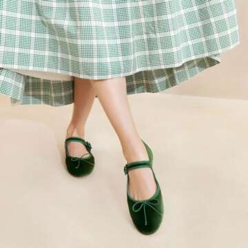 Miss Left Mary Jane Ballet Flats - Stylish Comfort in Green