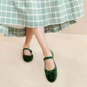Miss Left Mary Jane Ballet Flats - Stylish Comfort in Green