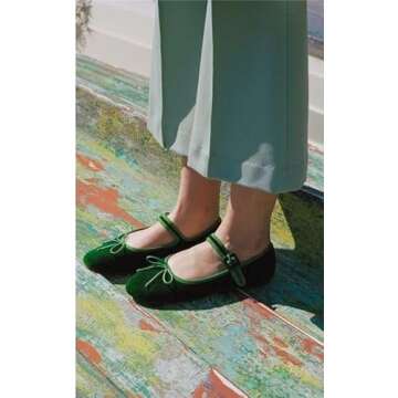 Miss Left Mary Jane Ballet Flats - Stylish Comfort in Green
