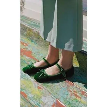 Miss Left Mary Jane Ballet Flats - Stylish Comfort in Green