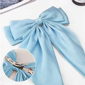 Jumbo Silky Satin Bow Hair Clip for Women and Girls