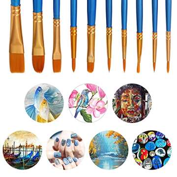 JOINREY Paint Brushes Set,20 Pcs Round Pointed Tip Paintbrushes Nylon Hair Artist Acrylic Paint Brushes for Acrylic Oil Watercolor, Face Nail Art, Miniature Detailing and Rock Painting (Blue)
