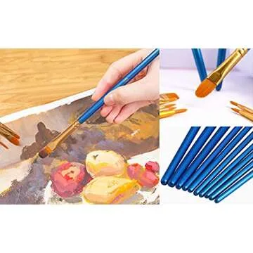 JOINREY Paint Brushes Set,20 Pcs Round Pointed Tip Paintbrushes Nylon Hair Artist Acrylic Paint Brushes for Acrylic Oil Watercolor, Face Nail Art, Miniature Detailing and Rock Painting (Blue)