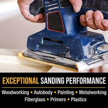 Dura-Gold Premium 80, 120, 150, 220, 320 Grit 1/3 Sheet Size Gold Sandpaper with Hook & Loop Backing, 3-2/3" x 9", 4 Each, 20 Total - Sanding Wood Woodworking, Automotive, Finishing Jitterbug Sander