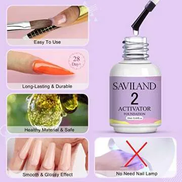 SAVILAND Dip Powder Liquid Set: 20 ml Ultimate Nail Dip System Essentials Liquid Large Capacity Dip Powder Base Activator Top Coat Saver Dip Powder Nail Kit No Need Curing for Nail Dip User