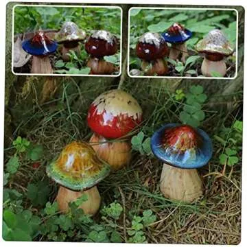 balacoo 3pcs Garden Decoration Small Terrarium Tiny Containers Plant Terrarium Plants Decor Out Door Decor Mini Containers Toadstool Mushroom Ceramics Flowerpot
