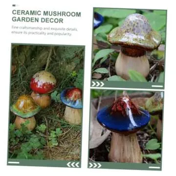 balacoo 3pcs Garden Decoration Small Terrarium Tiny Containers Plant Terrarium Plants Decor Out Door Decor Mini Containers Toadstool Mushroom Ceramics Flowerpot