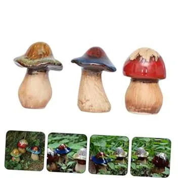 balacoo 3pcs Garden Decoration Small Terrarium Tiny Containers Plant Terrarium Plants Decor Out Door Decor Mini Containers Toadstool Mushroom Ceramics Flowerpot