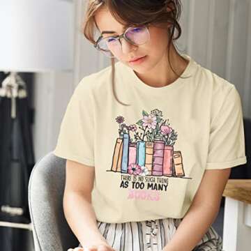 Teacher Shirts Women Wildflowers Book T Shirt Book Lover Tshirt Book Reading Shirt Teaching Life Short Sleeve Tee Tops Apricot
