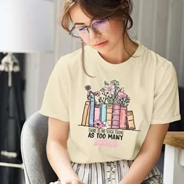 Teacher Shirts Women Wildflowers Book T Shirt Book Lover Tshirt Book Reading Shirt Teaching Life Short Sleeve Tee Tops Apricot