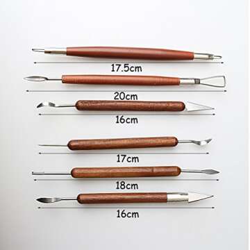 Fashion Road 6Pcs Clay Sculpting Tools, Clay Tools Pottery Tools Wooden Handle Double-Sided Set for Pottery Ceramics Sculpting